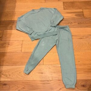 Zara teal Kids Sweatpants and Sweatshirt Set